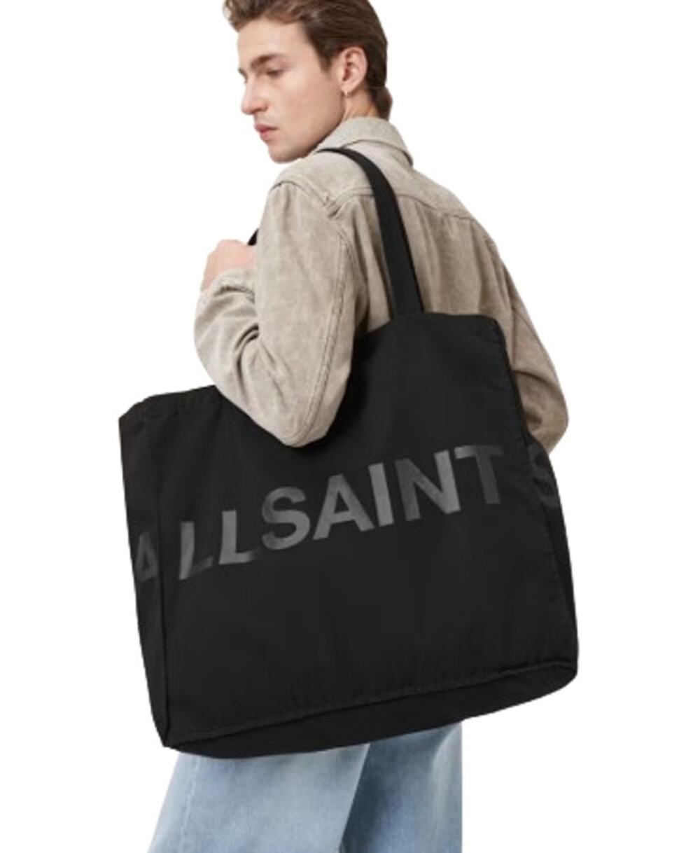 ALLSAINTS Unisex Large Biggy Tote One Size Black Logo 100% Cotton NWT
